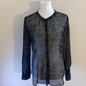 W.G.B. By Walter Baker Floral Black Sheer Blouse Office Datenight Whimsigoth